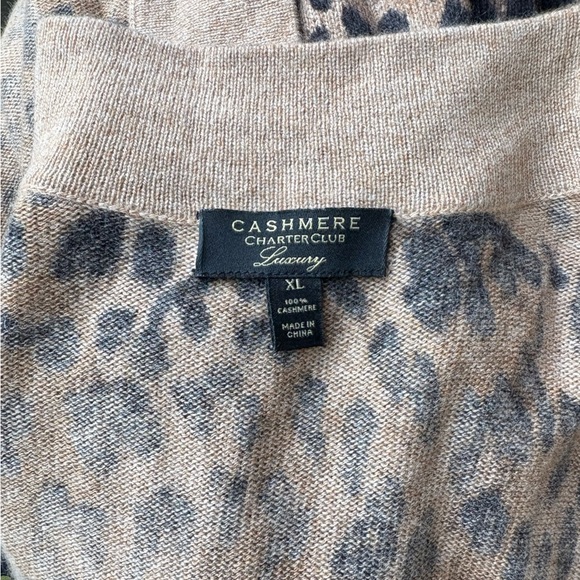 Charter Club Luxury 100% Cashmere Leopard Print Open Cardigan Sweater XL - Picture 4 of 4